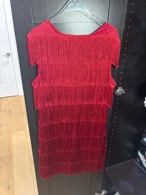 BABEYOND Red Flapper Fringe Dress 1920s Gatsby Style Sleeveless Tiered Mini Dres
